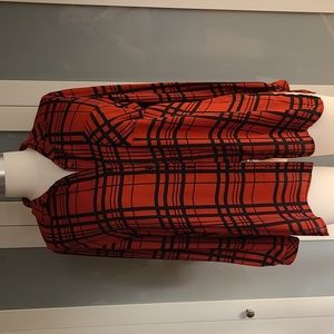 Deep Orange and Black Plaid Dress Shirt